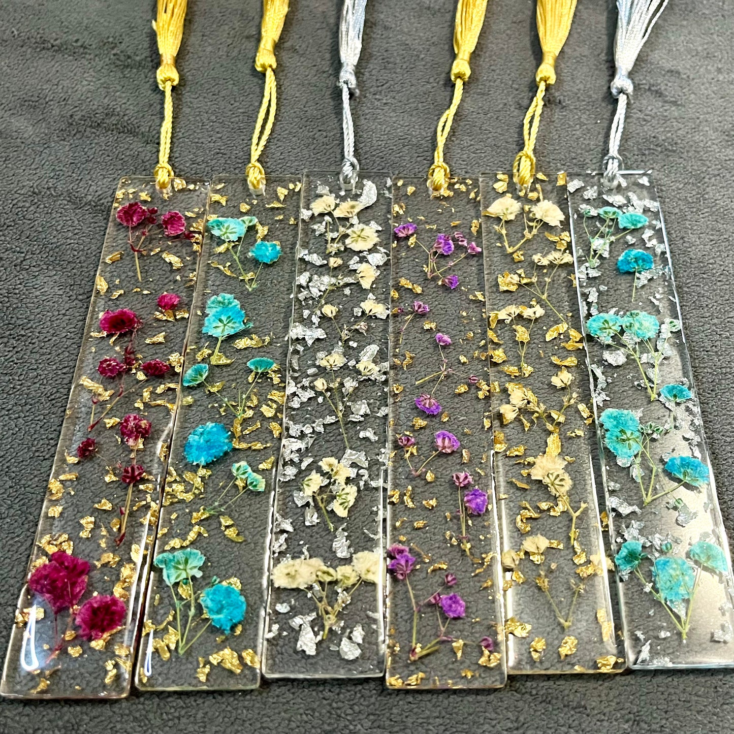 Gypsophila Bookmarks and Silver/Gold Leaf