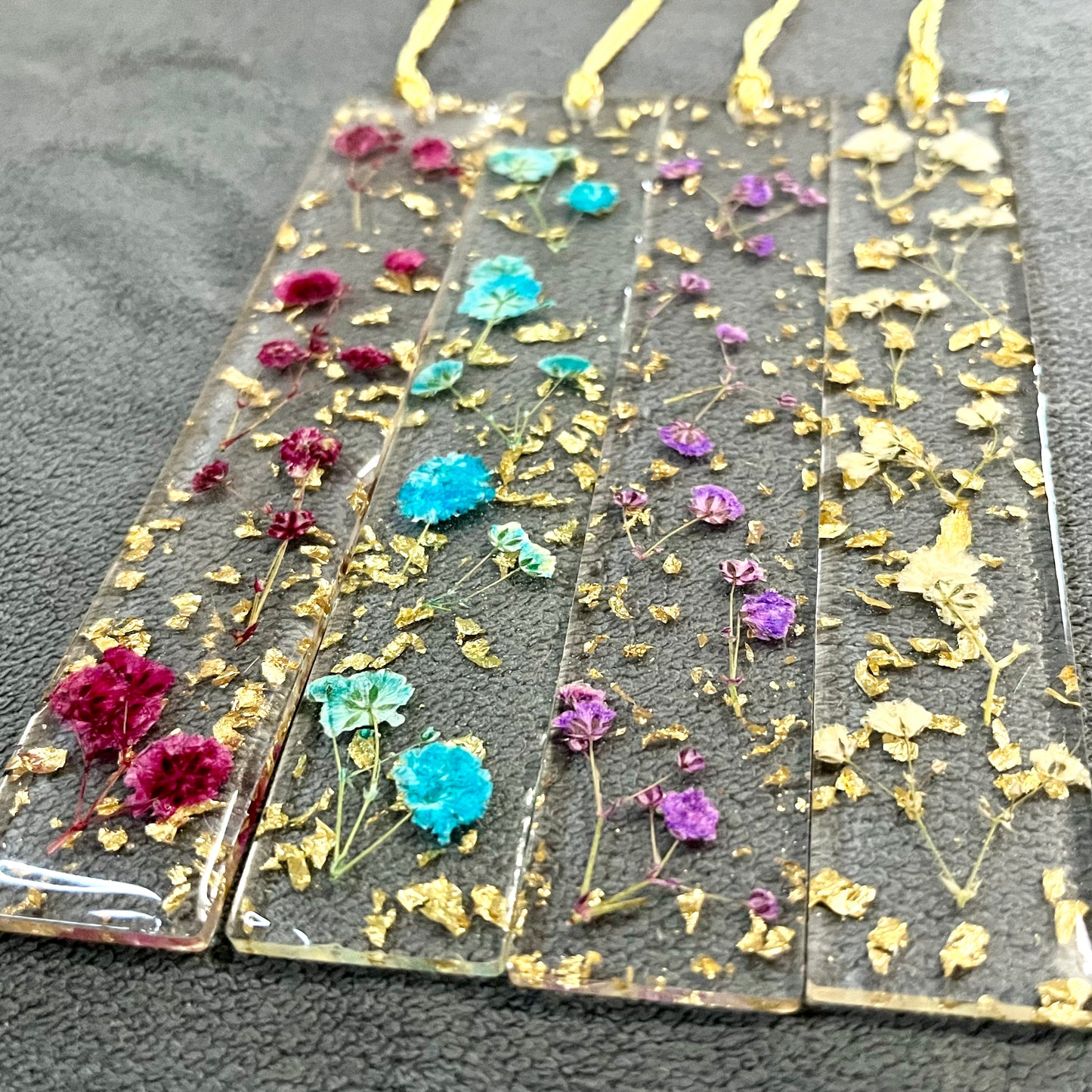 Gypsophila Bookmarks and Silver/Gold Leaf