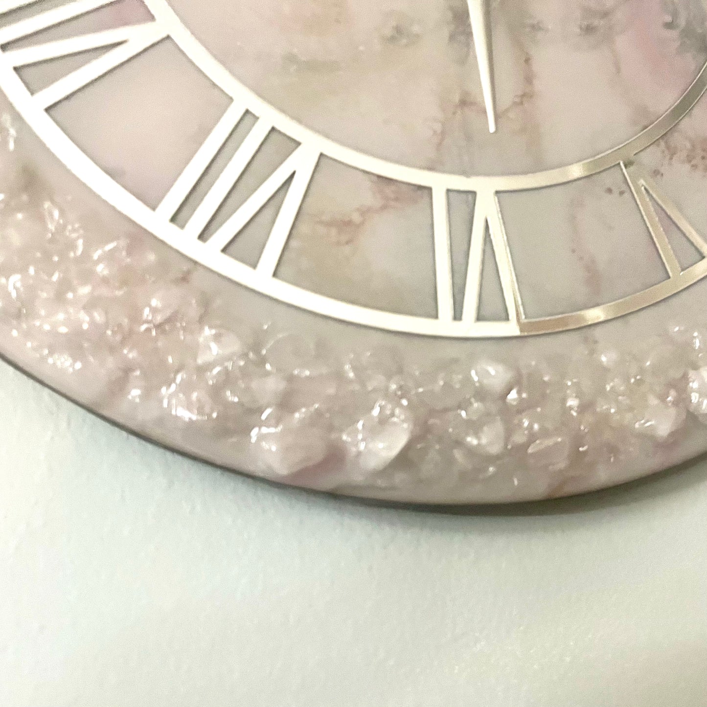 Rose Quarts Pink and Silver Clock