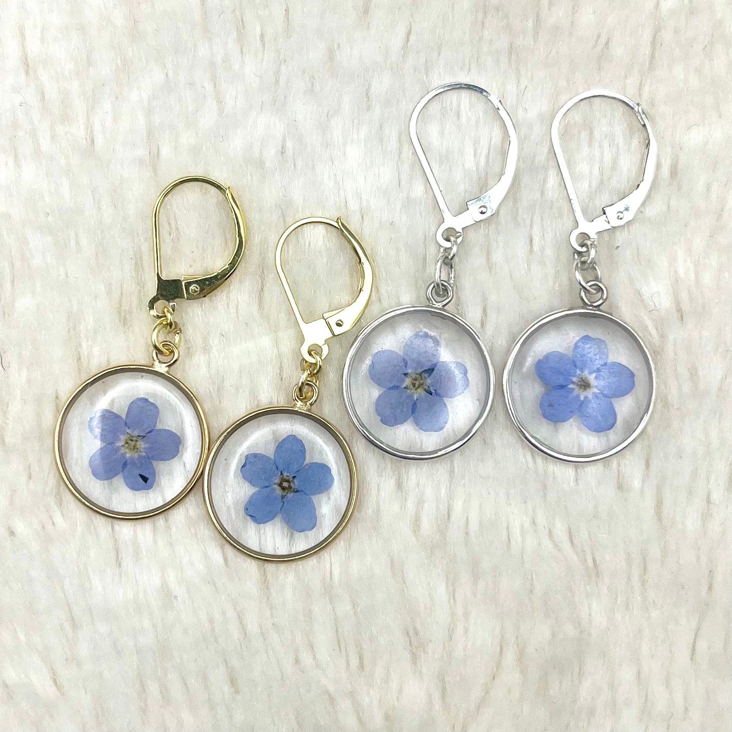 Forget me Not dangle circle Earrings