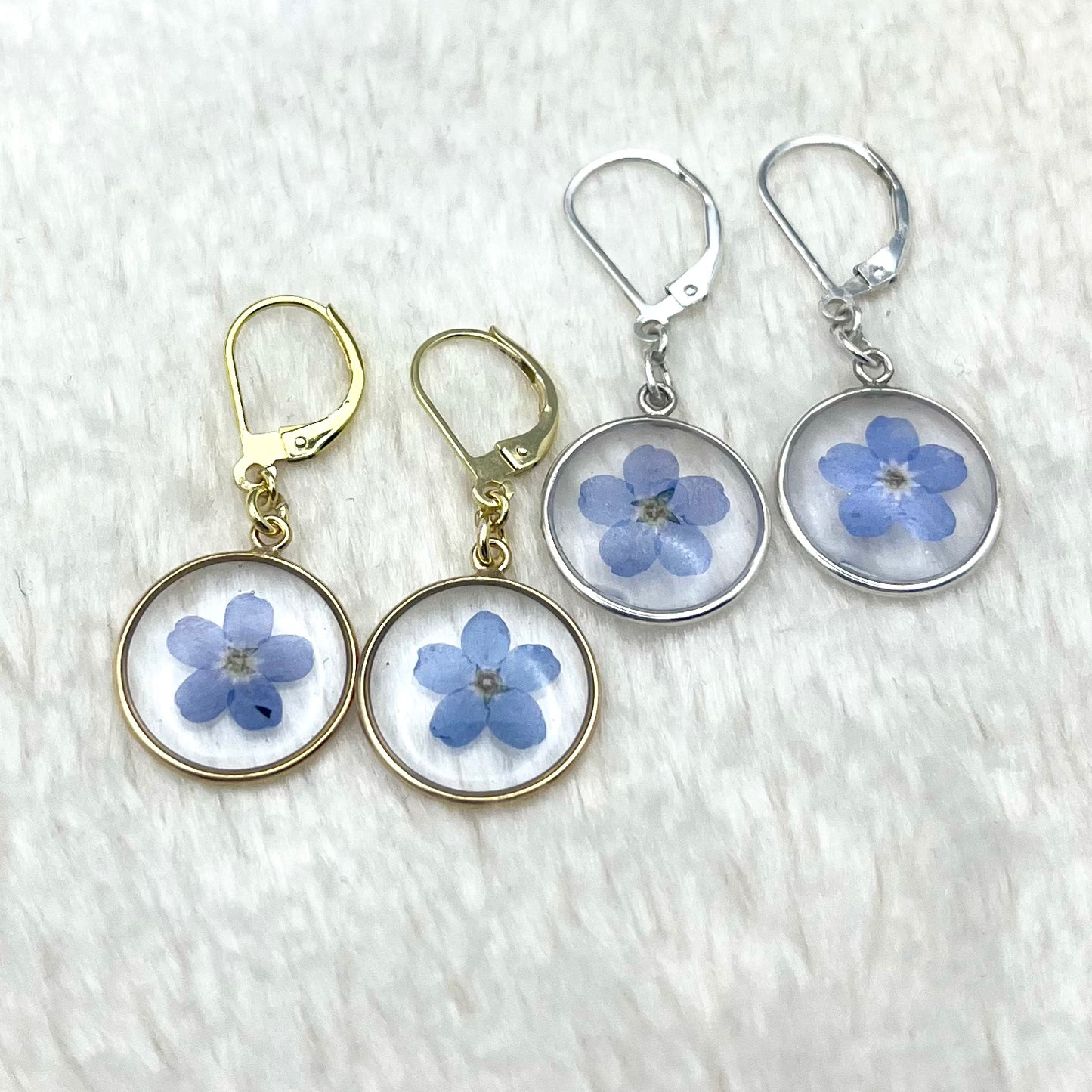 Forget me Not dangle circle Earrings