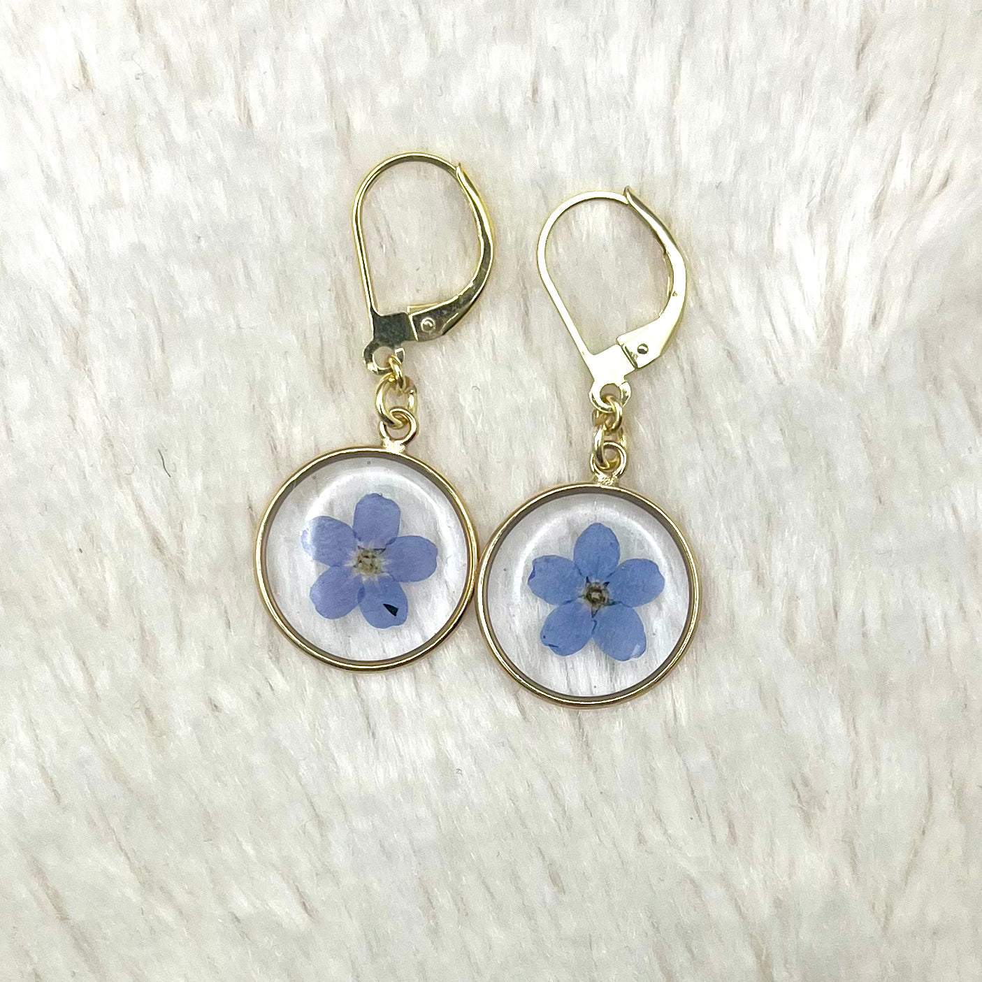Forget me Not dangle circle Earrings