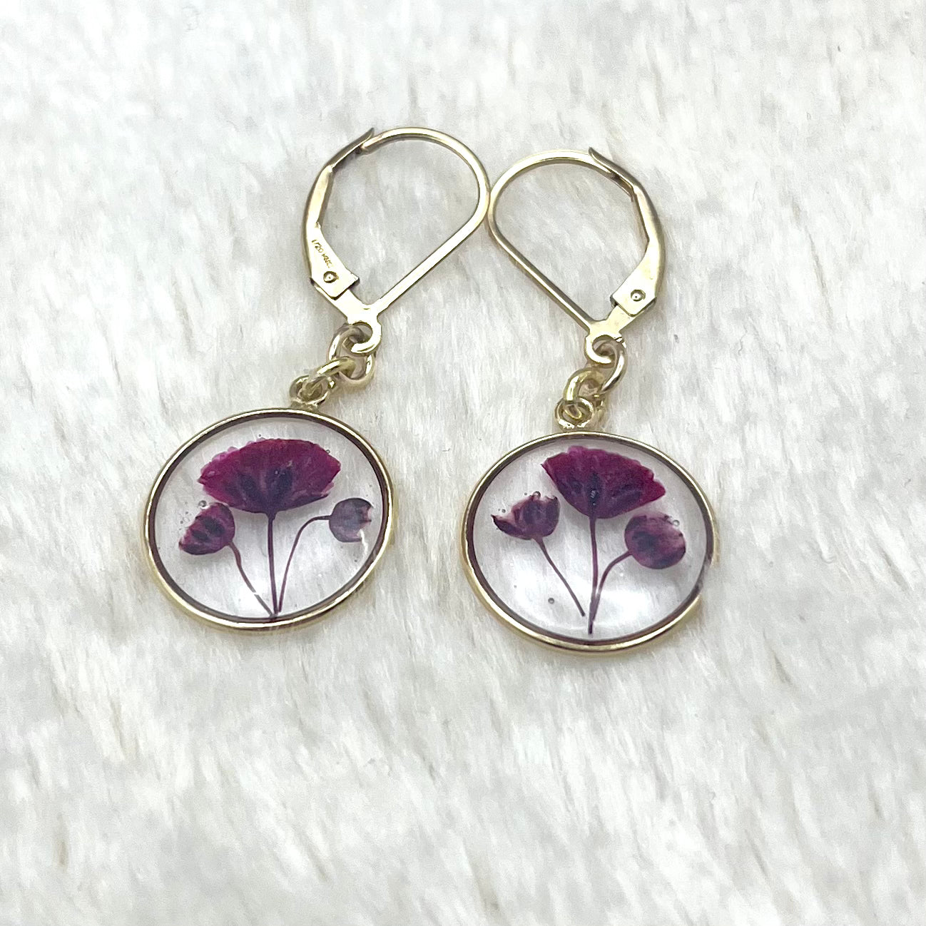 Red Gypsophila dangle circle Earrings