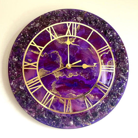 Amethyst and Gold Clock