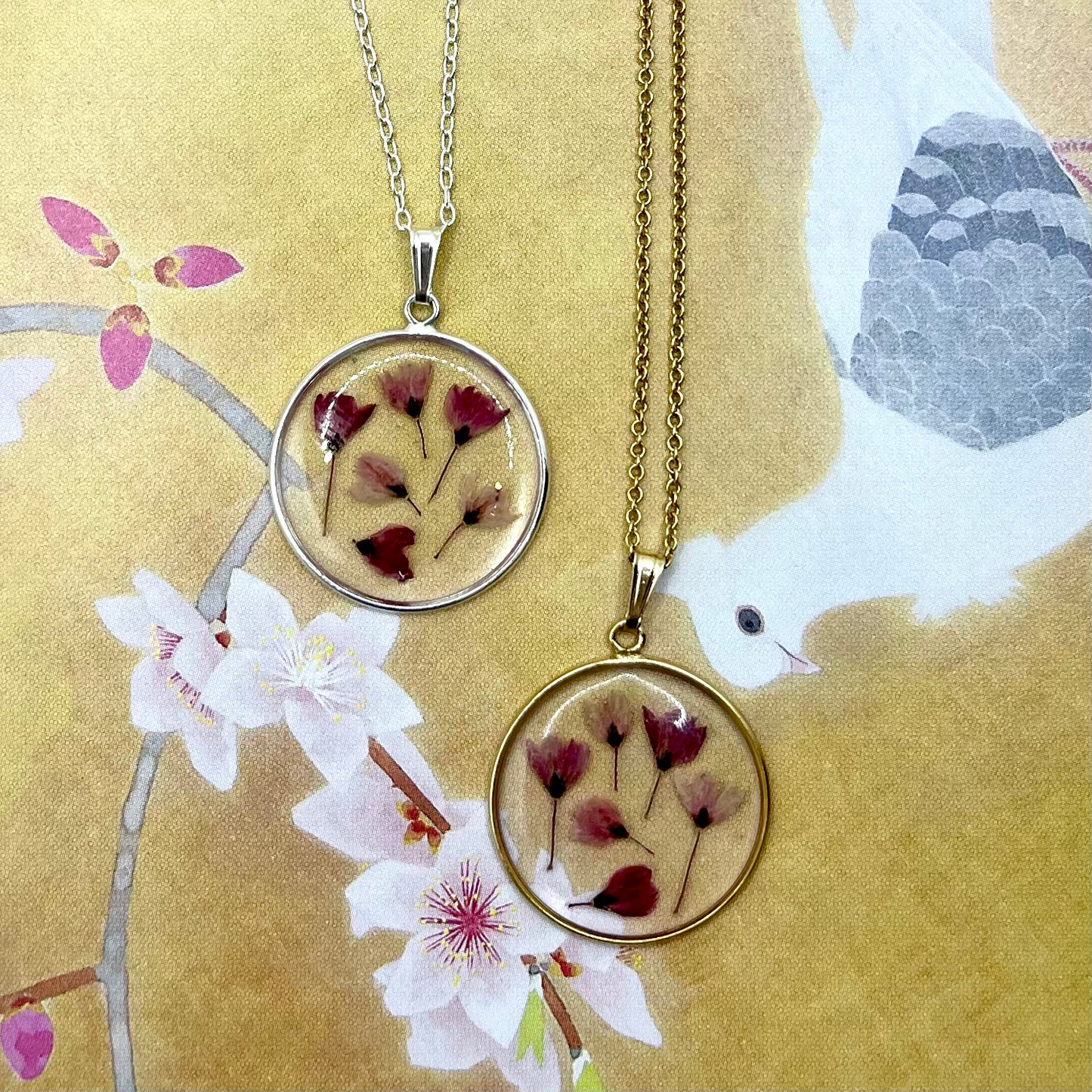 Sakura Japanese Cherry Blossom Flowers Necklace